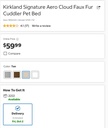 Kirkland Signature Aero Cloud Faux Fur Cuddler Pet Bed 40" x 32" — Tan (8)