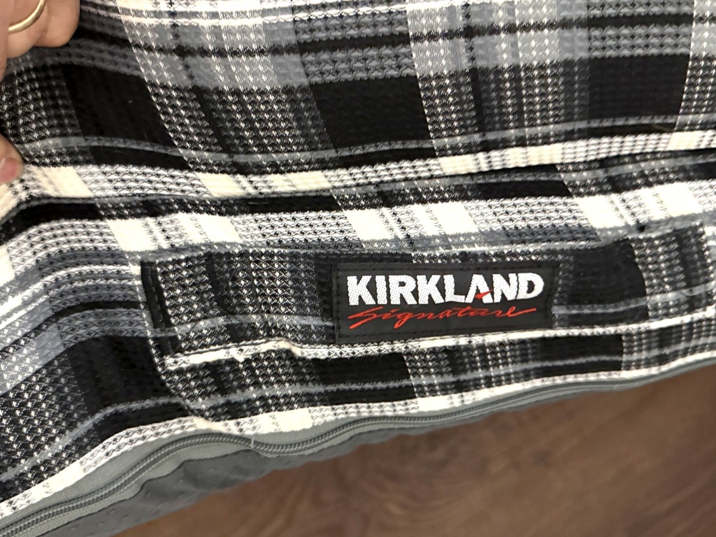 Kirkland Signature L-Shaped Bolster Dog Bed 42" x 36" Black Plaid (4)