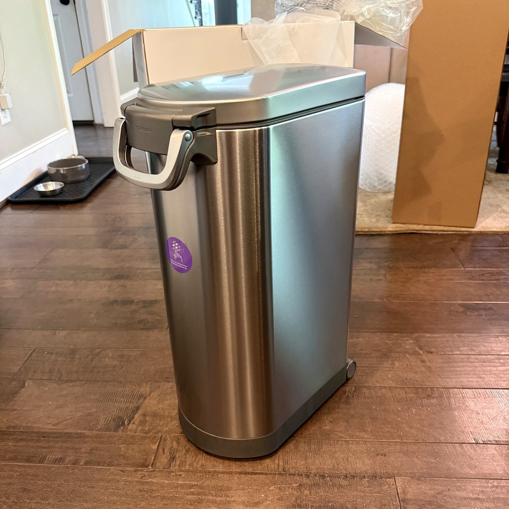simplehuman XL Pet Food Can 40 lb Brushed Stainless Steel
