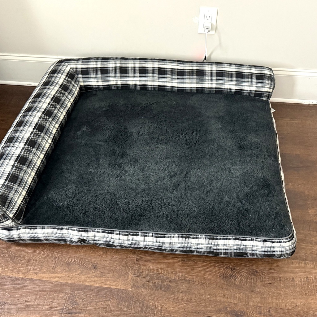 Kirkland Signature L-Shaped Bolster Dog Bed 42" x 36" Black Plaid